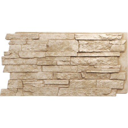 Ekena Millwork 49"W x 25 1/2"H x 1 1/4"D Acadia Ledge Stacked Stone, StoneWall Faux Stone Siding Panel, Sandstone PNU24X48ALSD